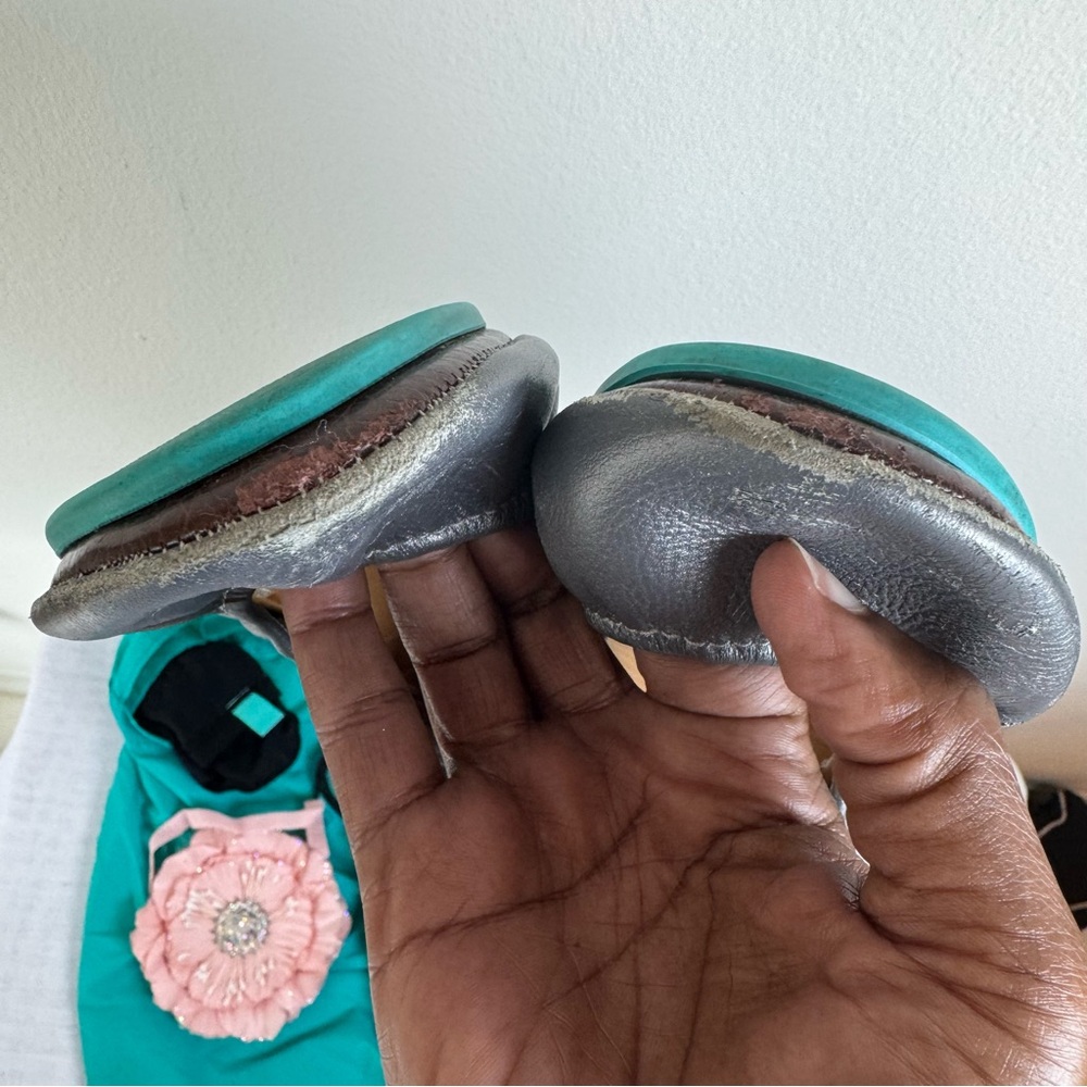 Tieks Silver Ballet Flats Metallic Office Party Wedding Event Summer 0043 - Picture 5 of 17